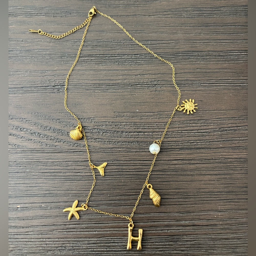 Saege “H” Gold Charm Necklace